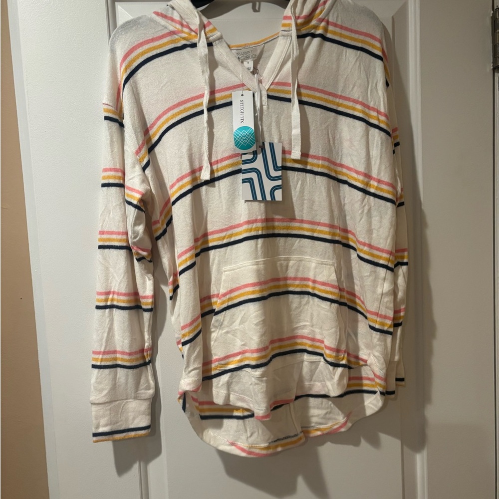 Market & Spruce Kids Hoodie - Cream with Multicolor Stripes